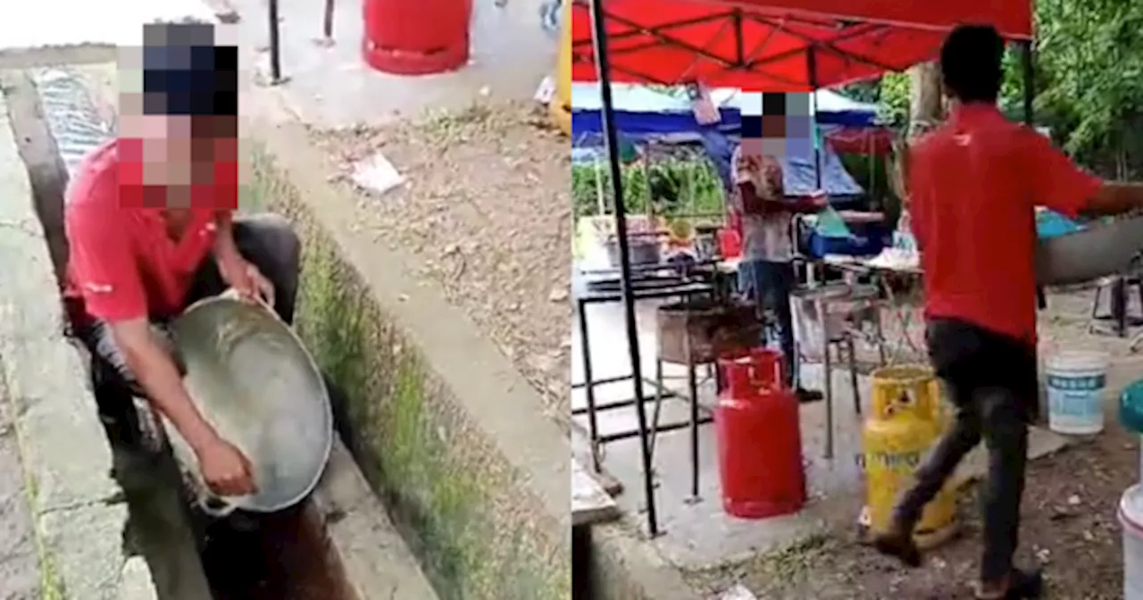 [VIDEO] Ramai Geli Lihat Pekerja Kedai Makan Guna Air Longkang Cuci Kuali