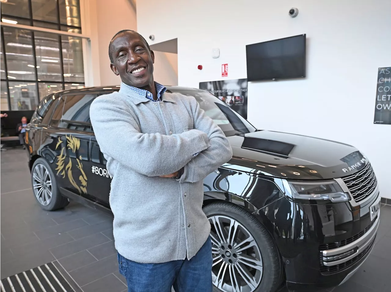 Olympic legend Linford Christie visits Jaguar Land Rover in Wolverhampton for truly inspiring reason