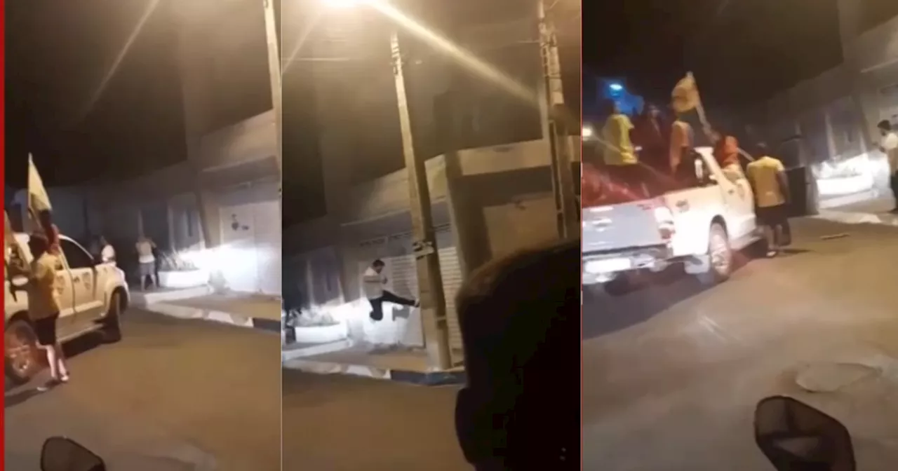 Prefeito reeleito é flagrado chutando portão e xingando candidata adversária no Ceará; veja vídeo