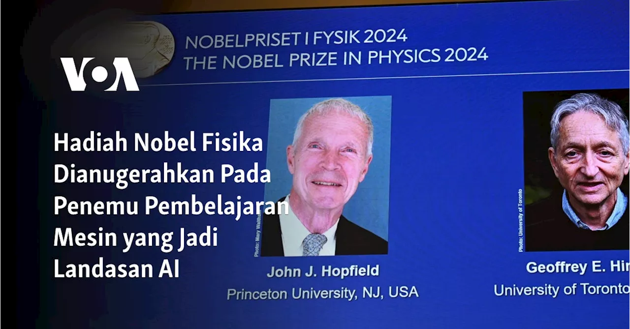 John Hopfield dan Geoffrey Hinton Raih Hadiah Nobel Fisika 2024