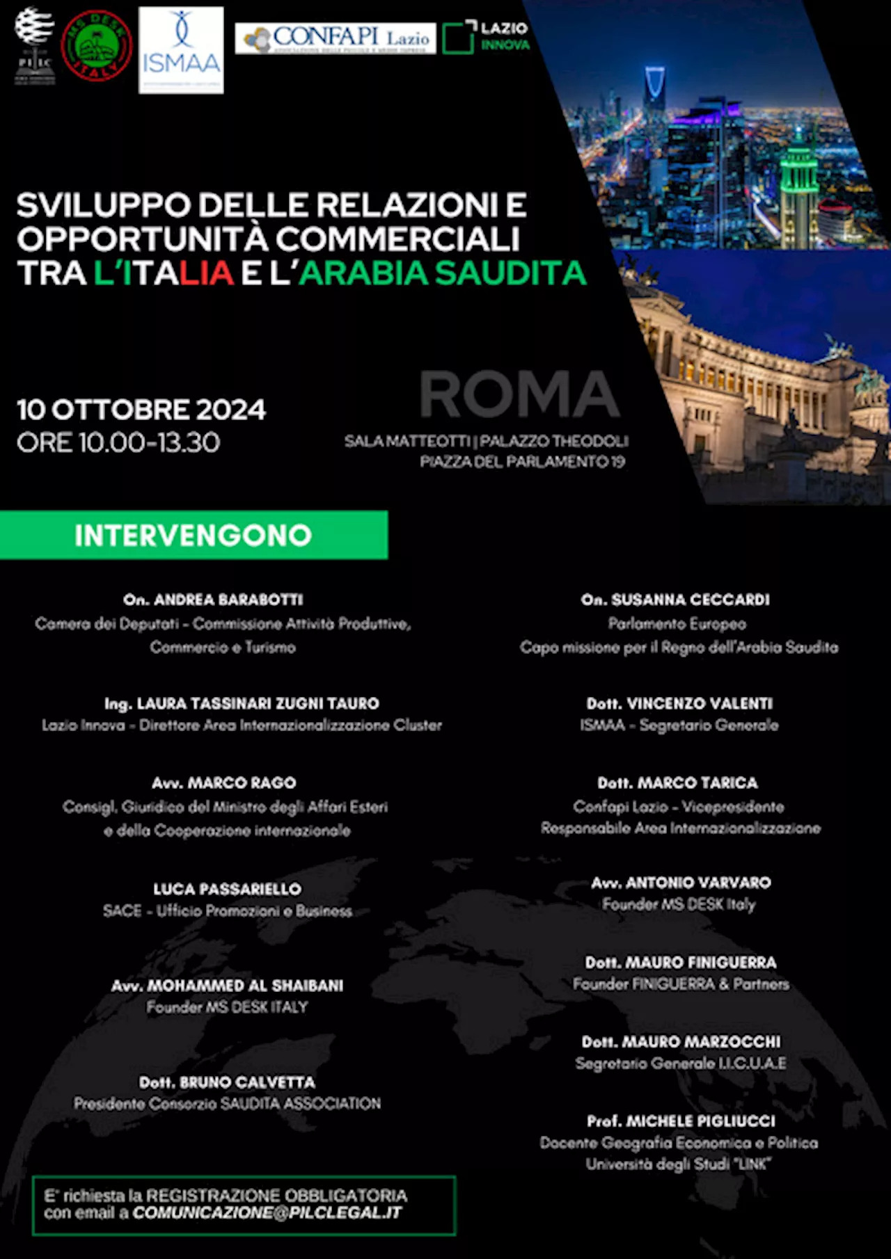 Convegno a Roma su opportunità commerciali in Arabia Saudita