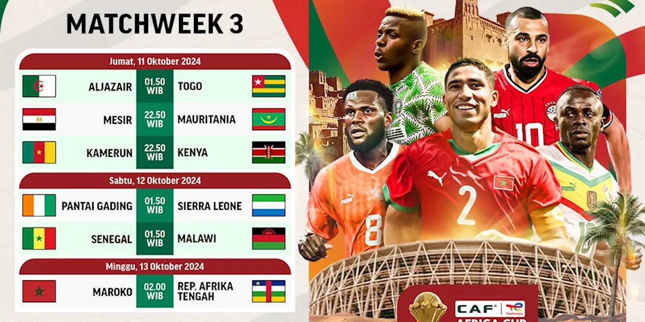 Jadwal dan Link Siaran Langsung TotalEnergies AFCON Qualifiers Matchday 3 di Vidio Tengah Pekan Ini