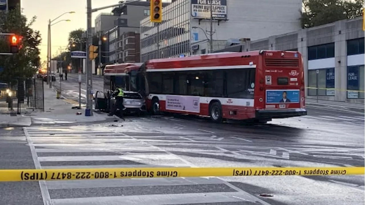 Multiple people injured in crash involving car, 2 TTC buses