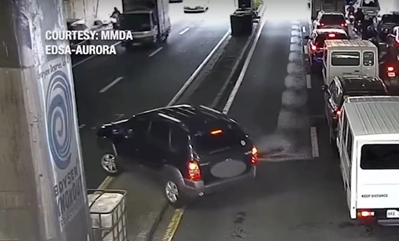 SUV caught on CCTV making u-turn over island at EDSA underpass