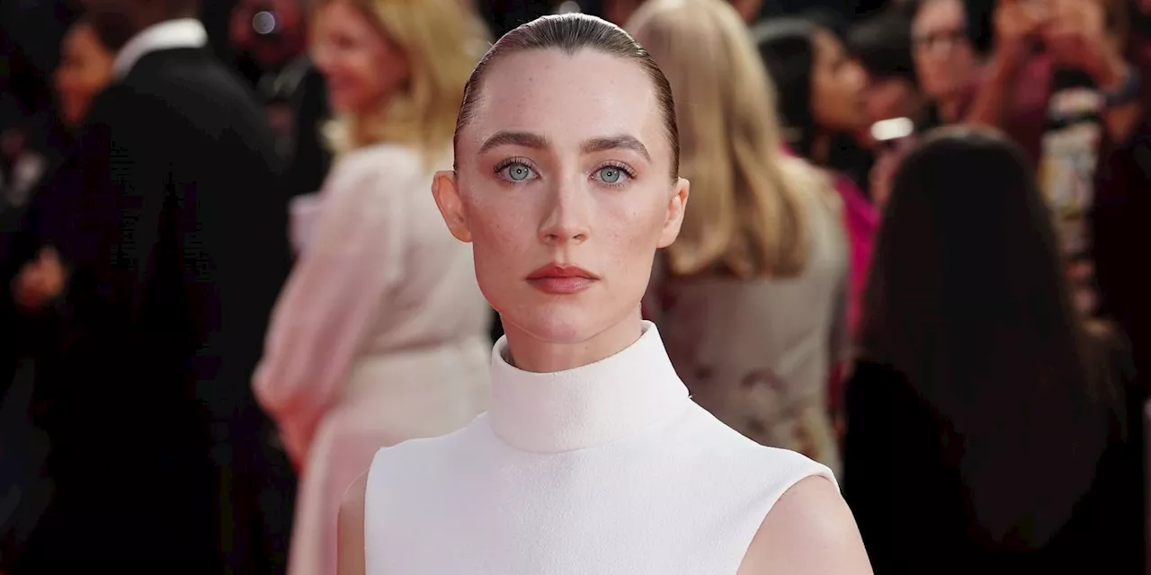 Saoirse Ronan Declares Punk Grommet Belts Are Back With Her Slinky White Gown