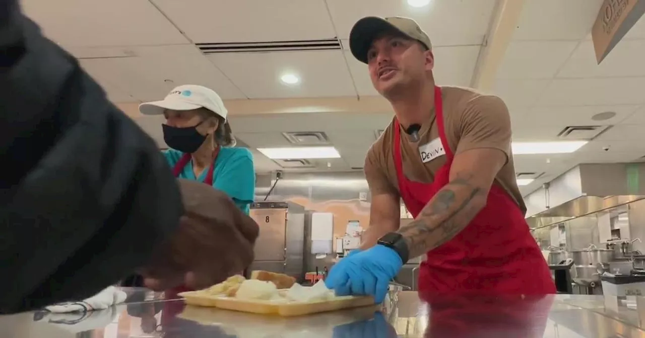 Visiting sailors volunteer at St. Anthony's in San Francisco's Tenderloin during Fleet Week