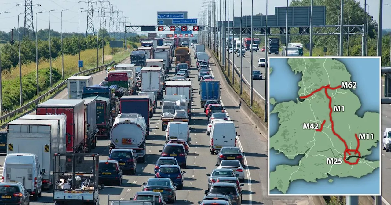 Map shows England's worst motorways plagued by roadworks, potholes and delays