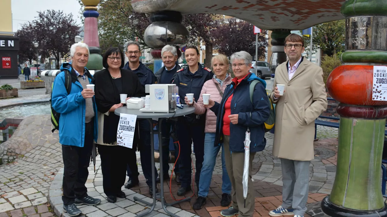 „Coffee with Cops“ beim Hundertwasserbrunnen Zwettl