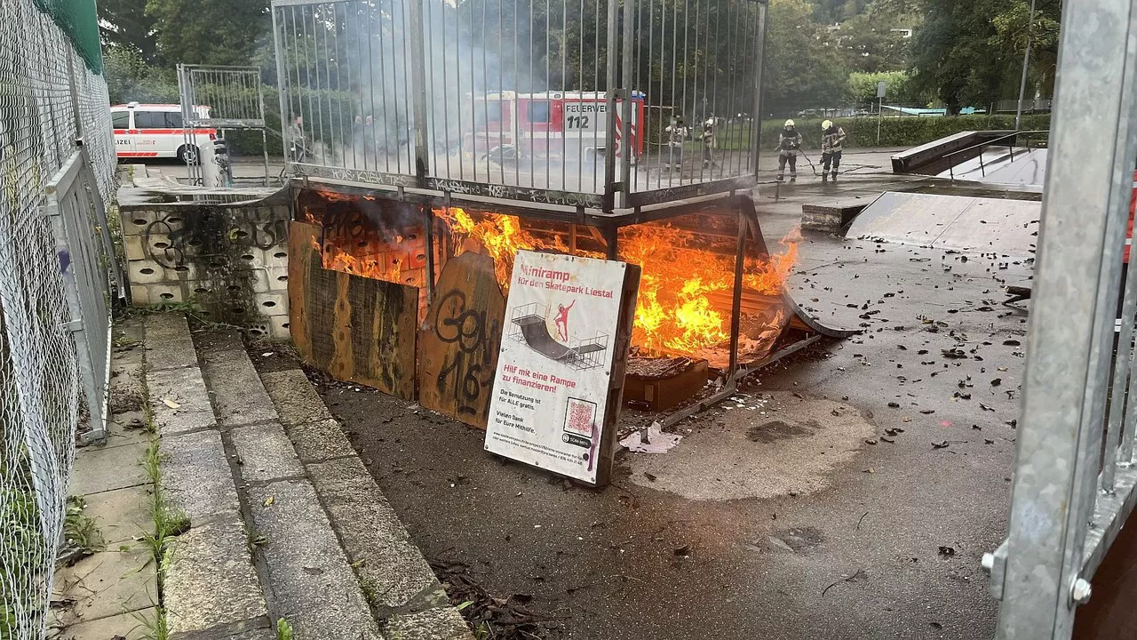 Skatepark-Rampe in Liestal mutmaßlich von Brandstiftung zerstört