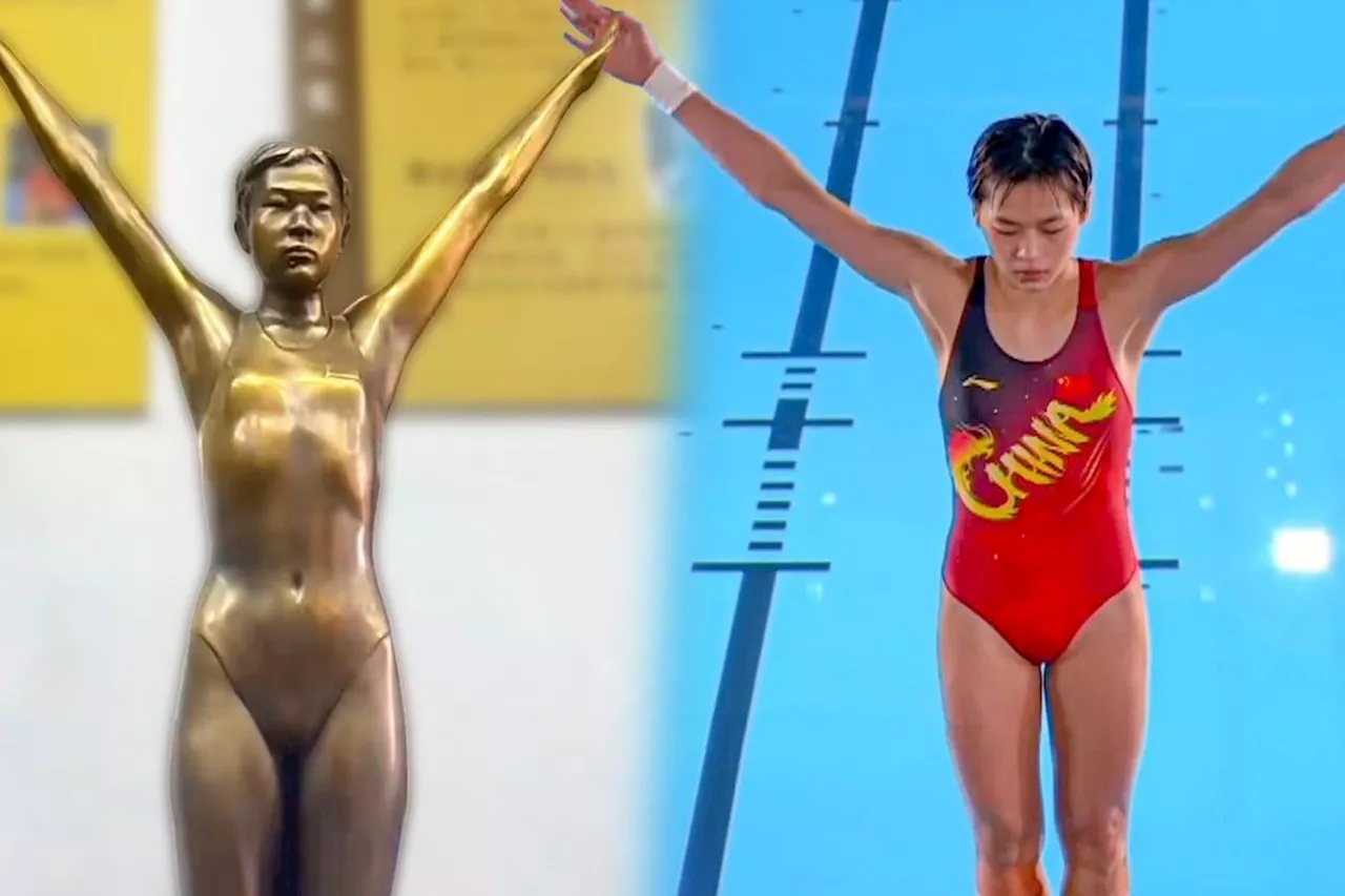 China museum criticised for ‘ugly’ diving star statue with pronounced belly button