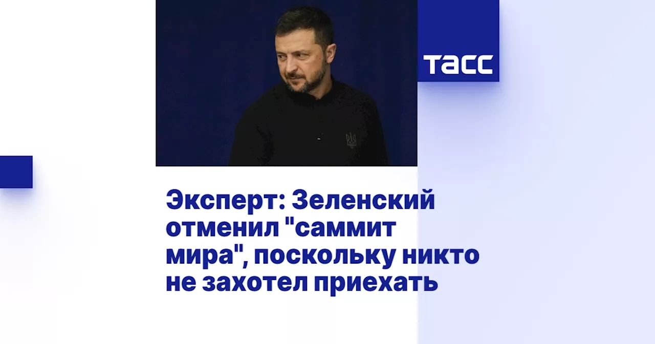 Эксперт: Зеленский отменил 'саммит мира', поскольку никто не захотел приехать