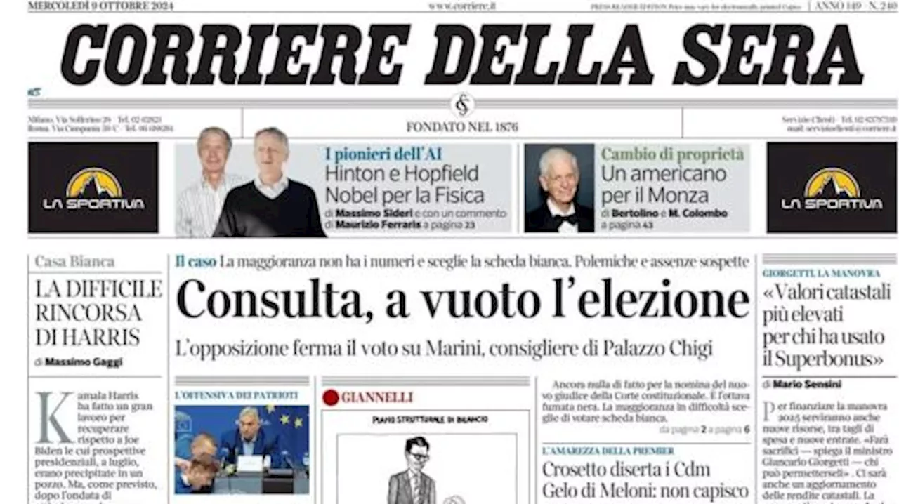 Corriere della Sera in prima pagina: 'Cambio di proprietà: un americano per il Monza'