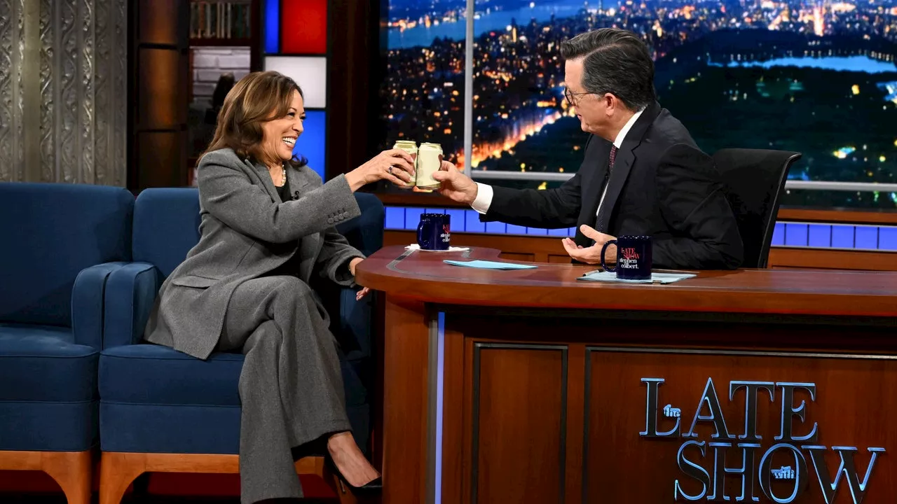 Kamala Harris Calls Trump a “Loser” Over a Miller High Life With Stephen Colbert