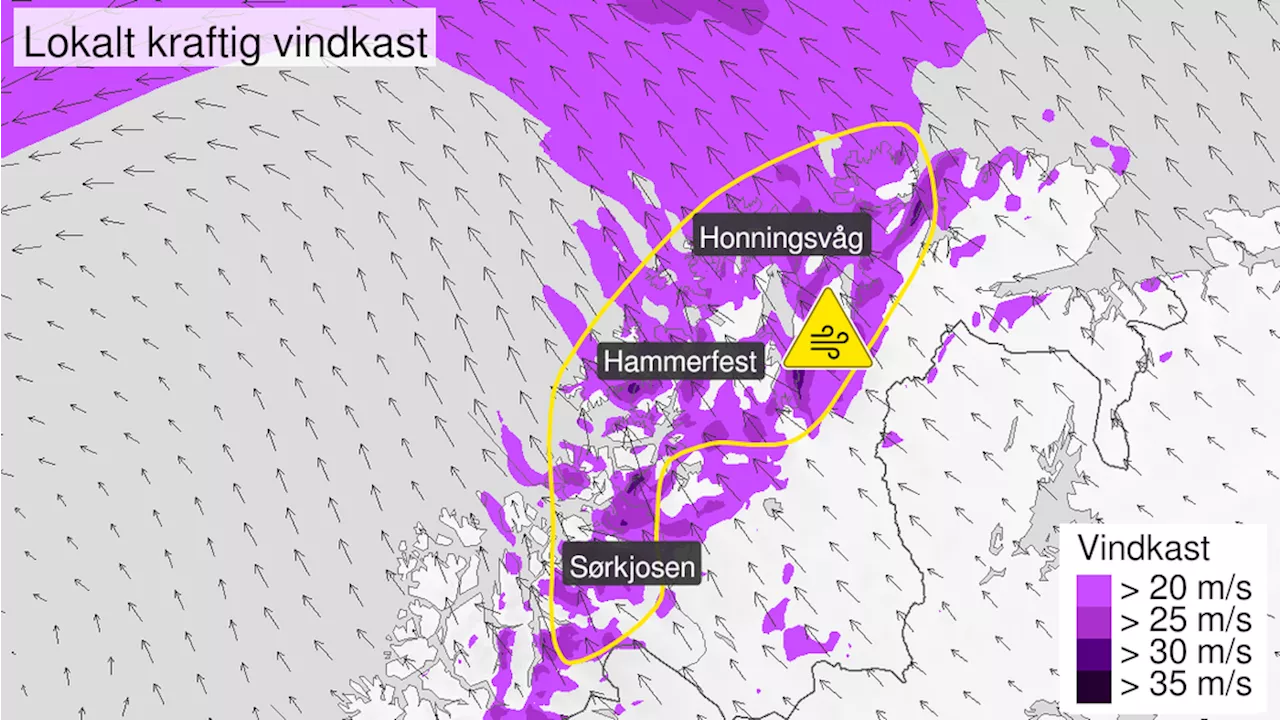 Kraftige vindkast ventes i Nord-Norge: