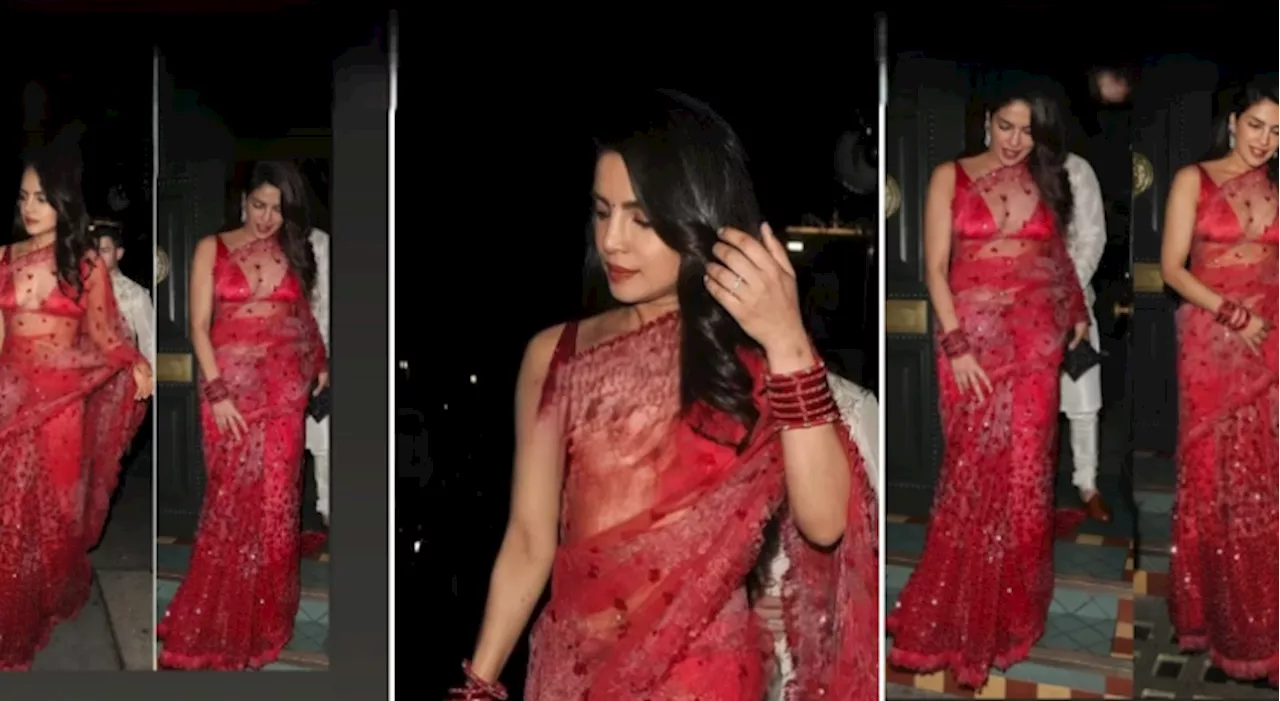 Priyanka Chopra looks resplendent in red saree while celebrating Diwali in London