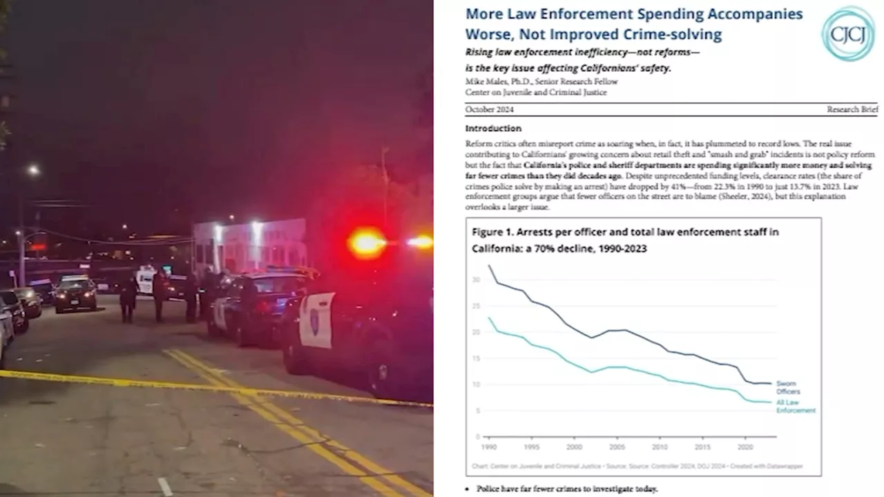 Report finds lack of police efficiency leading to fewer arrests in CA