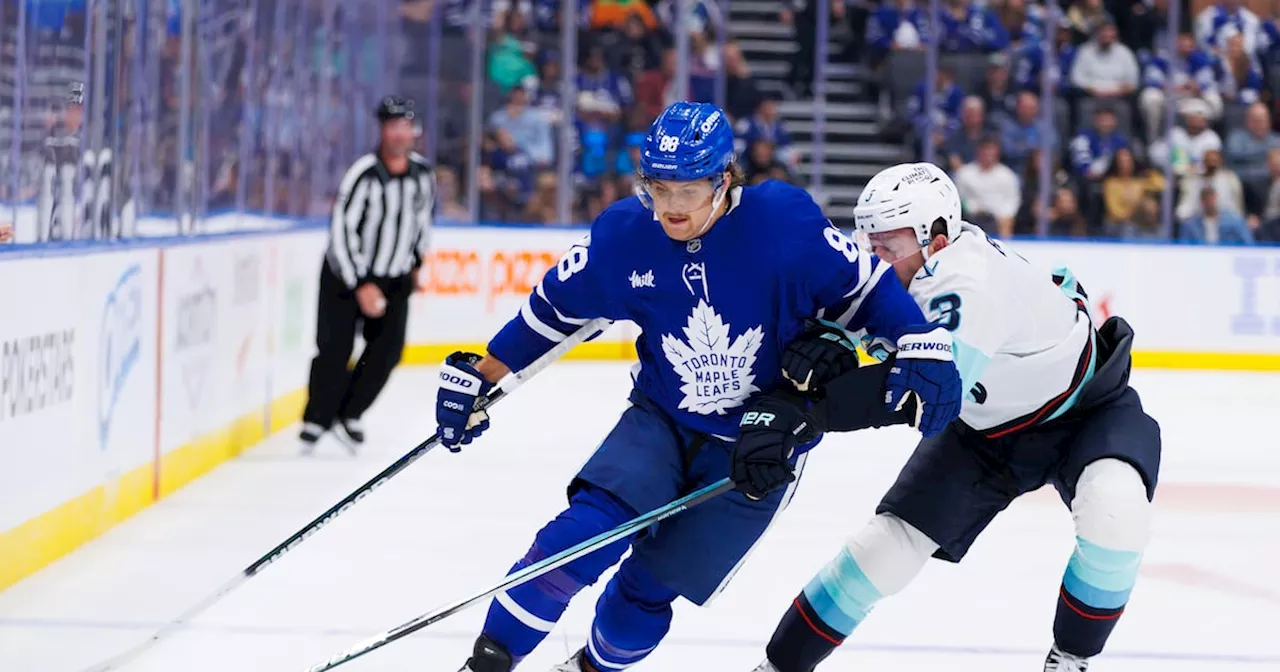 William Nylander scores twice, Maple Leafs down Kraken 4-1