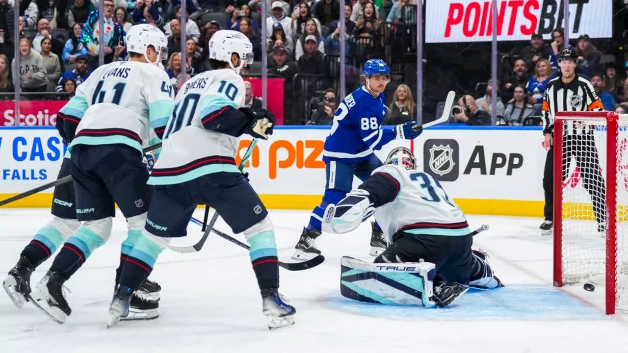 William Nylander scores twice as Seattle Kraken fall 4-1 to Maple Leafs