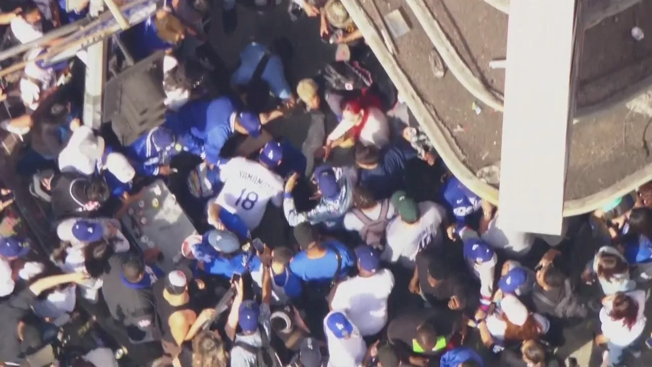 Dodgers fan severely injured after possibly falling off roof during World Series celebration