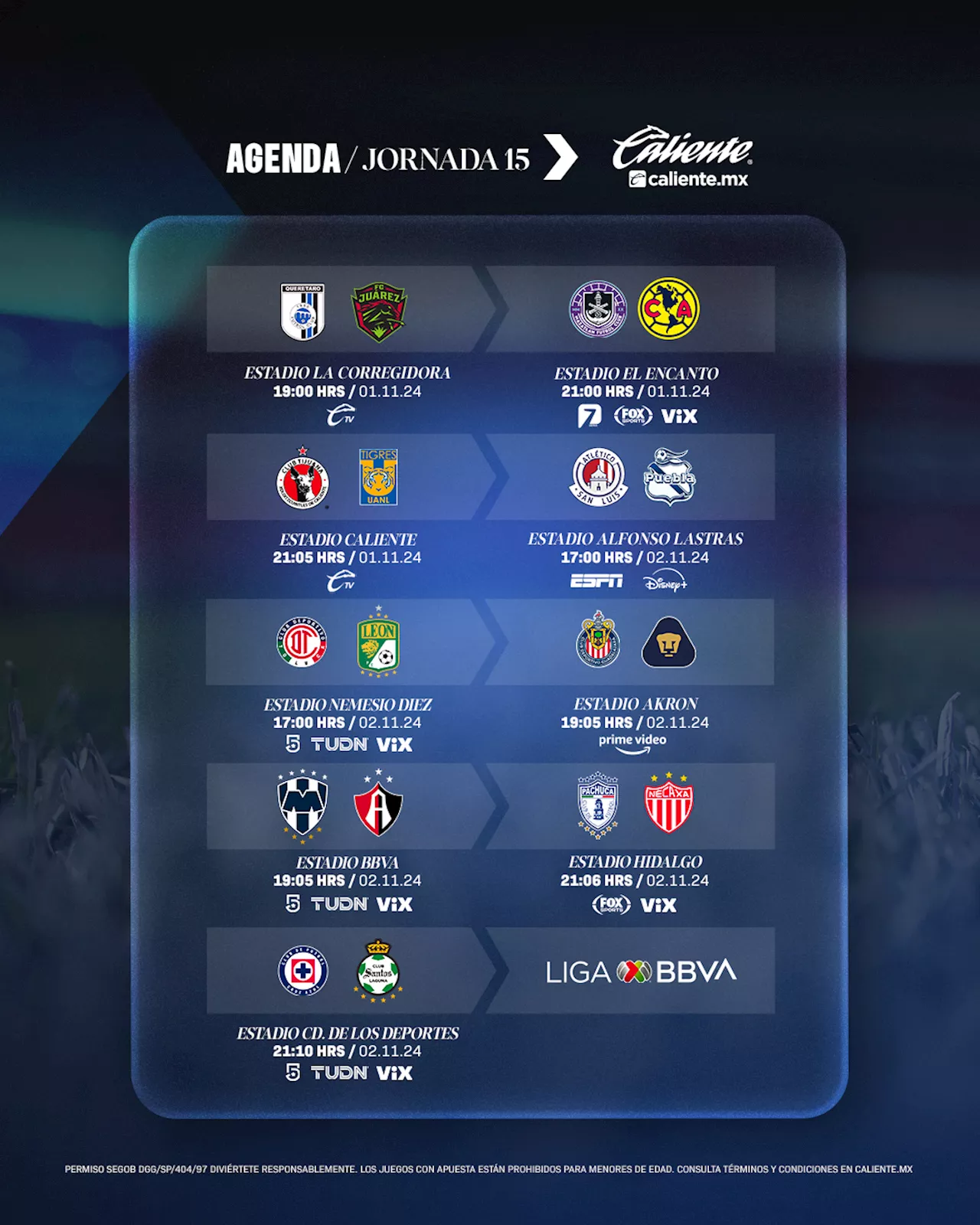 Liga MX: Partidos, fechas y horarios de la jornada 15 del Apertura 2024