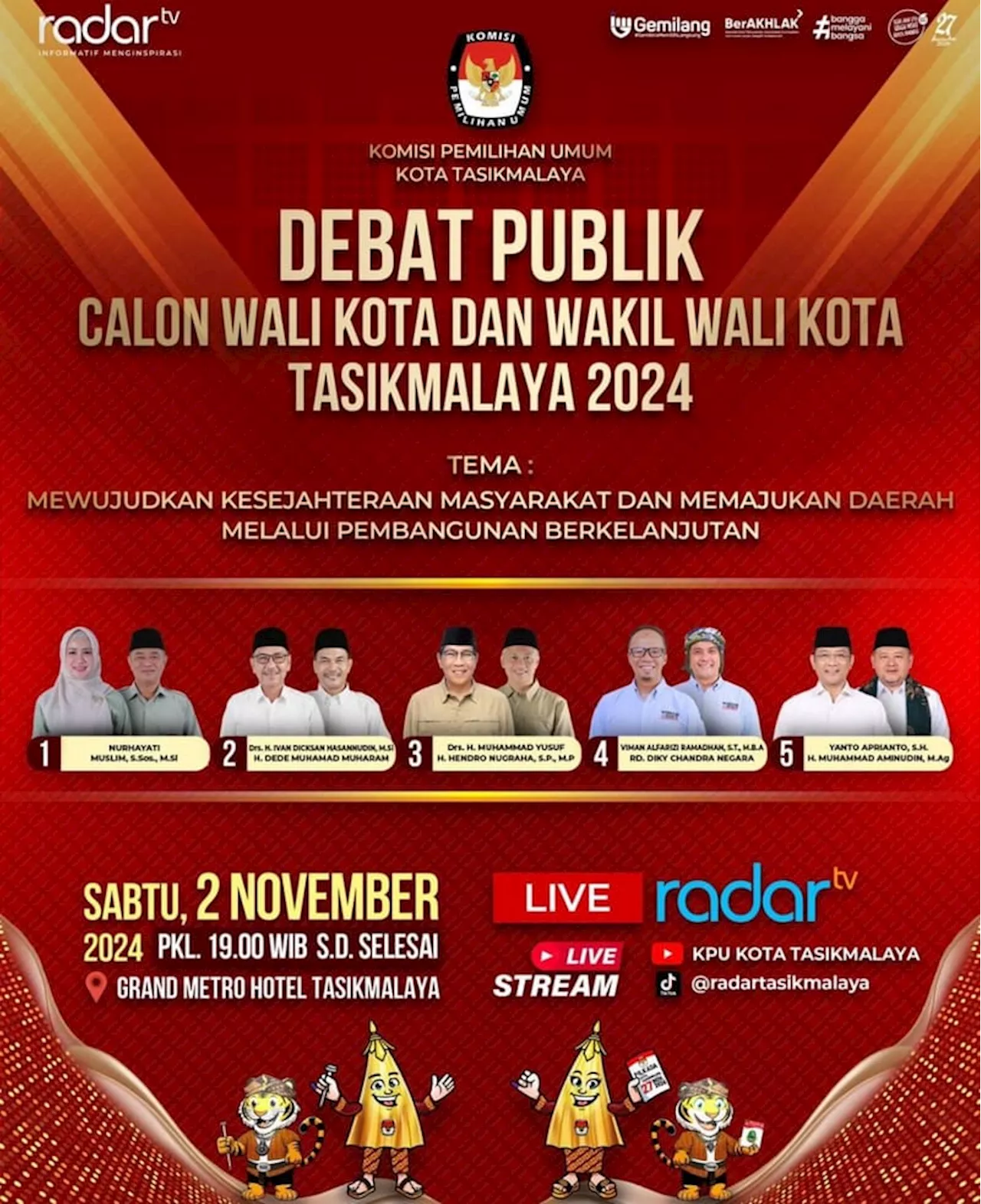 KPU Kota Tasikmalaya Gelar Debat Publik Paslon Wali Kota-Wakil Wali Kota