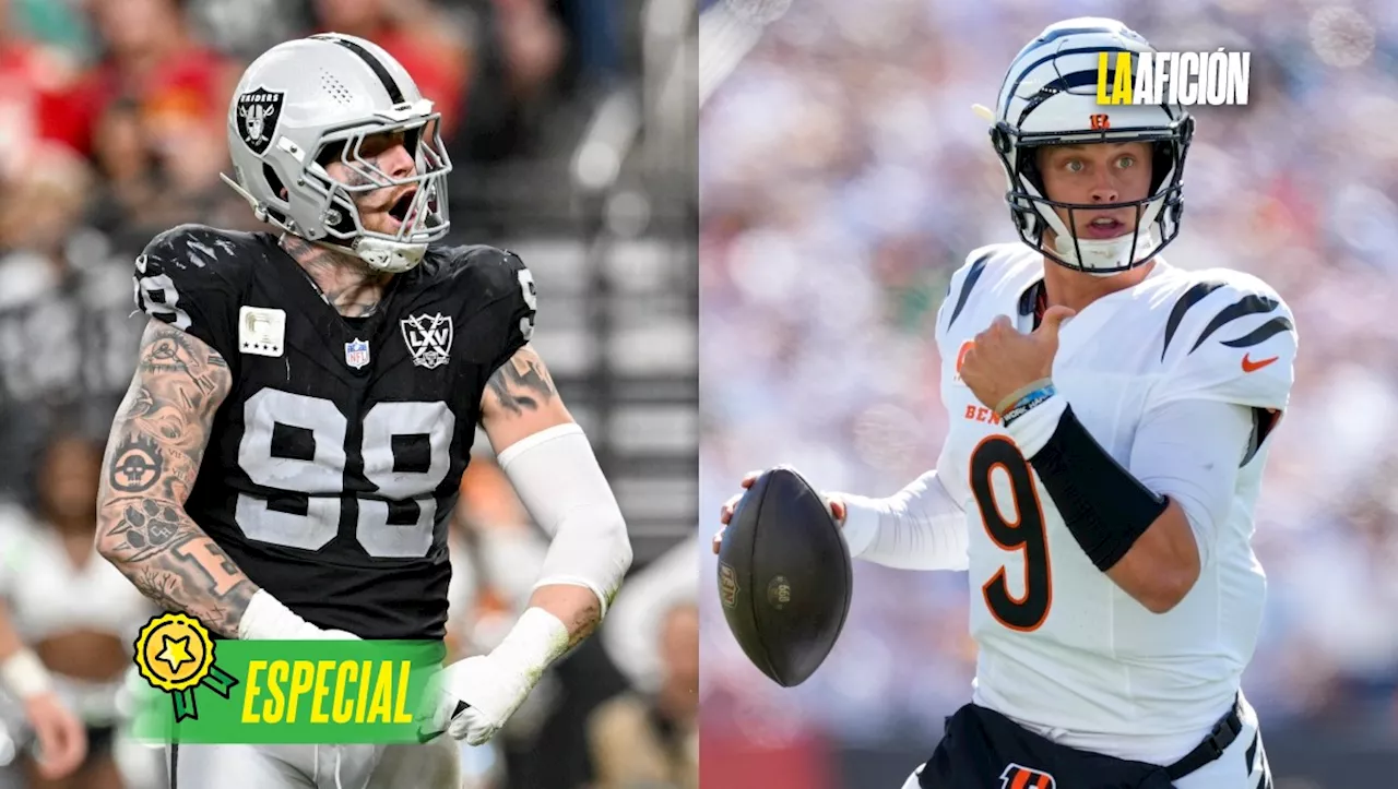 Maxx Crosby vs Joe Burrow, el duelo imperdible en el juego entre Raiders y Bengals