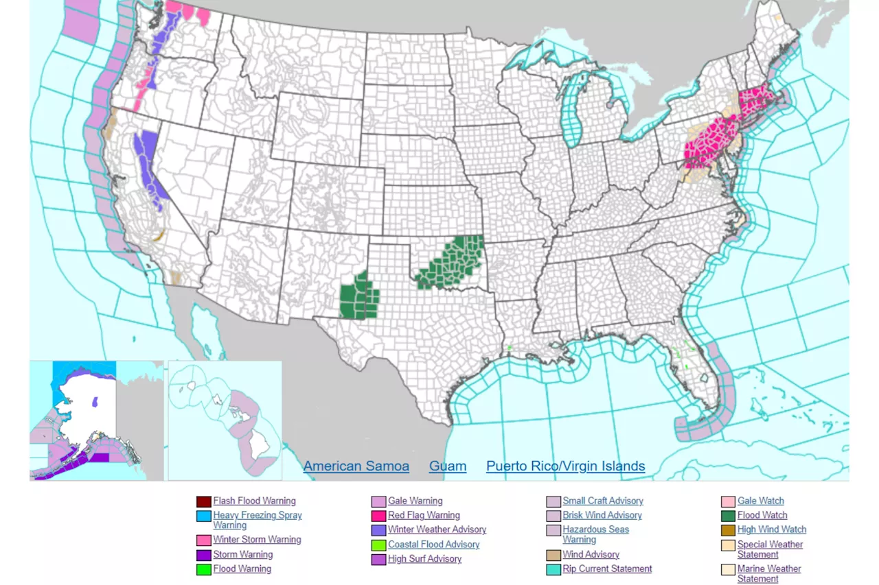 Map Shows Every Weather Warning Issued Across US