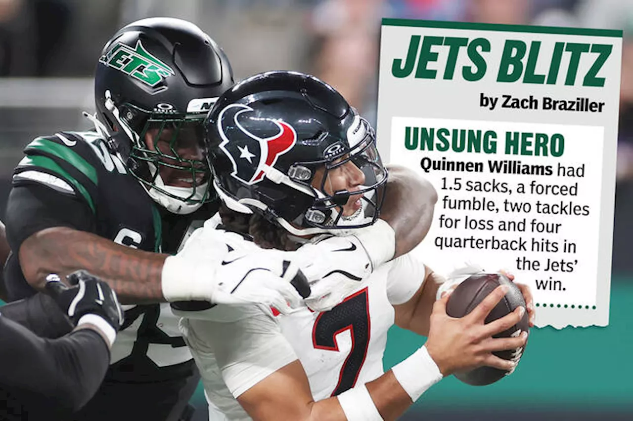 Heroes, zeros from Jets’ win over Texans: Quinnen Williams dominates on 'D'