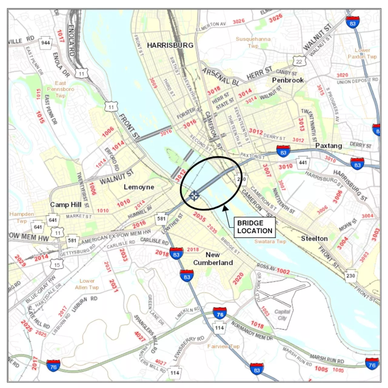 Lane restrictions planned next week on I-83/South Bridge: PennDOT