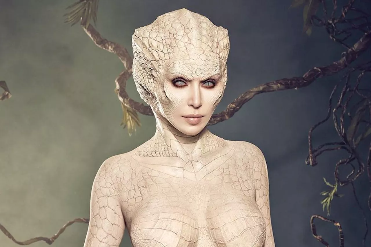 Kim Kardashian Heads to the Swamp in Intricate Albino Alligator Costume for Halloween 2024