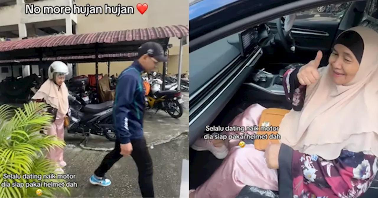  Ibu Siap Pakai Helmet Nak Berjalan, Anak Buat Kejutan Beli Kereta Baru