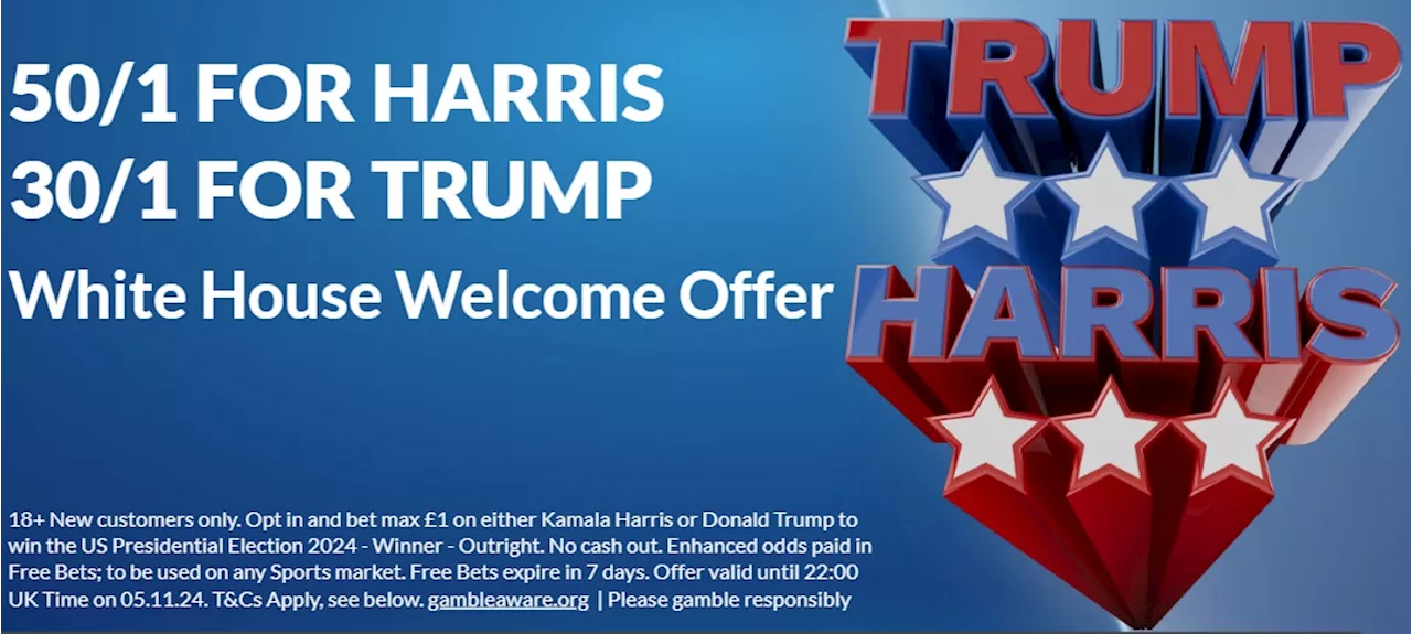 BetVictor US Election offer – Get 30/1 on Trump or 50/1 on Harris to win...