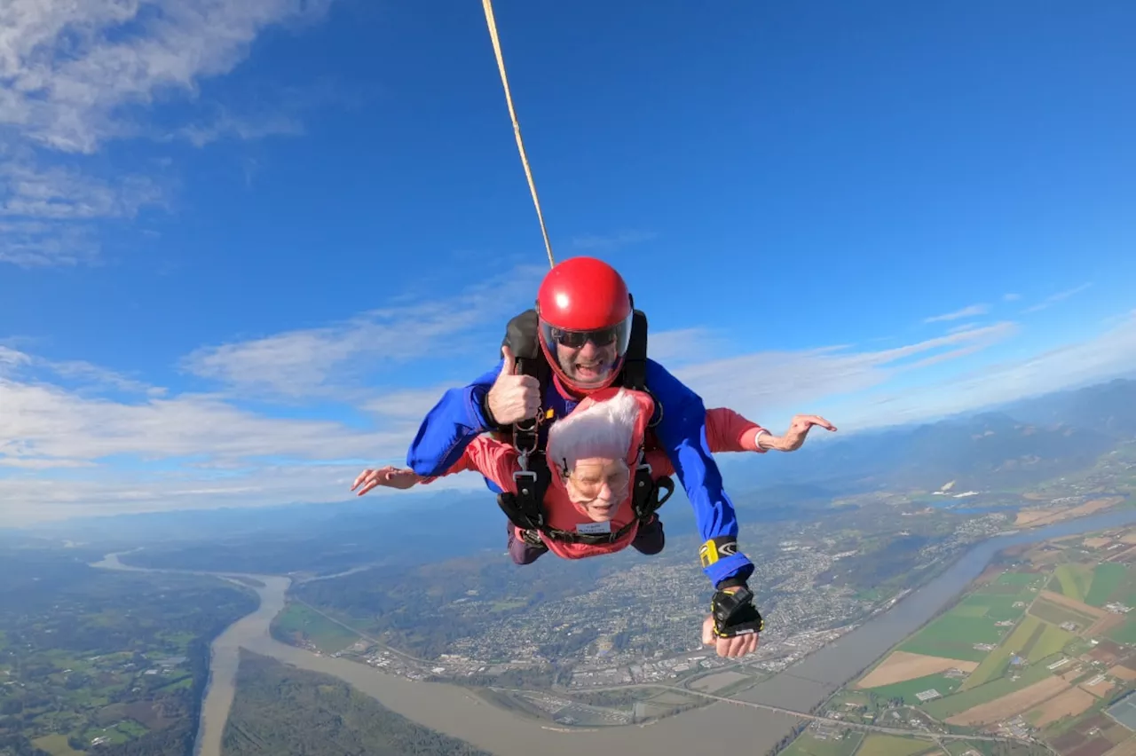 90 days for 90 years: B.C. woman skydives in lead-up to birthday