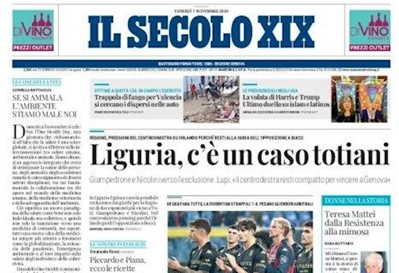 L'apertura de Il Secolo XIX sui rossoblù: 'Il Genoa cade, i tifosi applaudono'