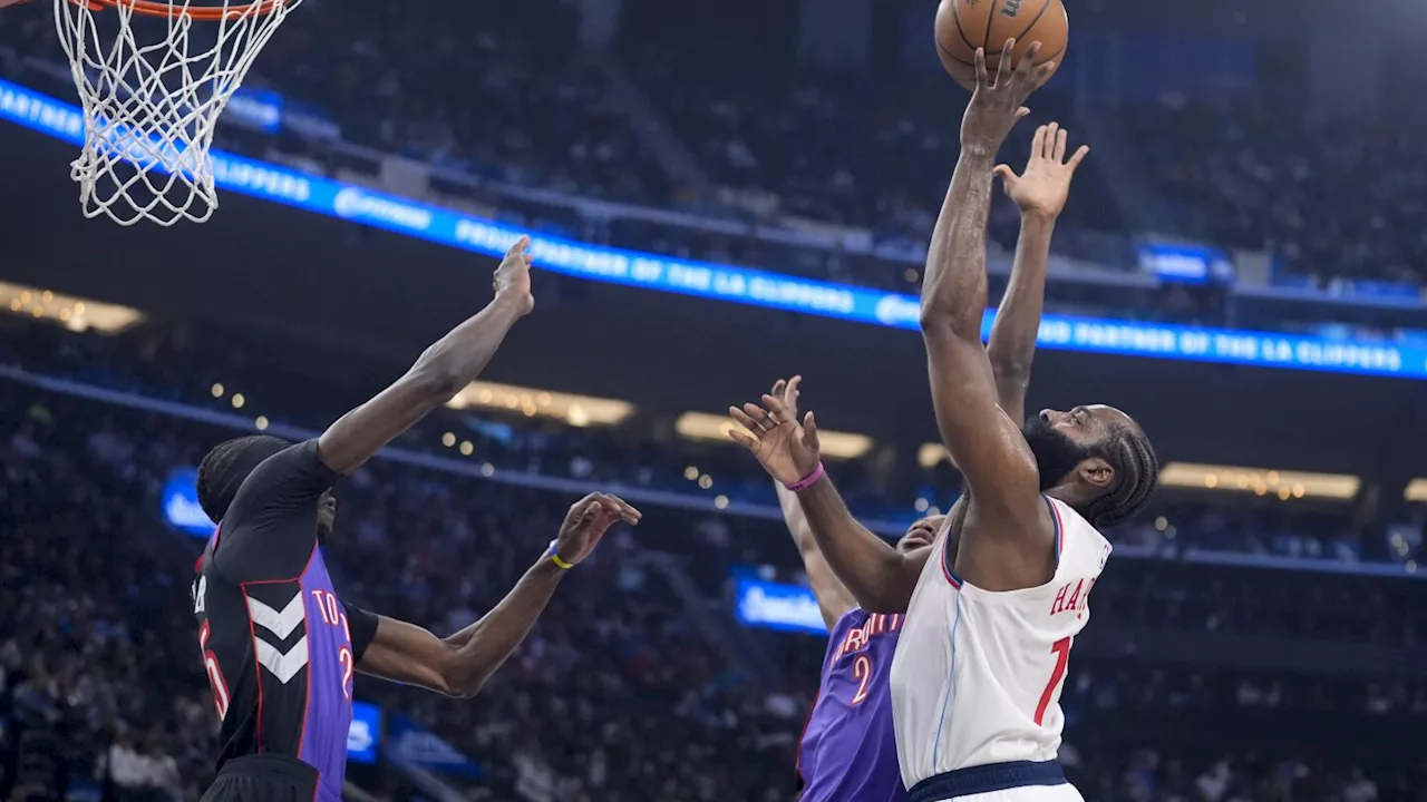 Harden, Powell score 24 points apiece as the Clippers hold off the Raptors 105-103