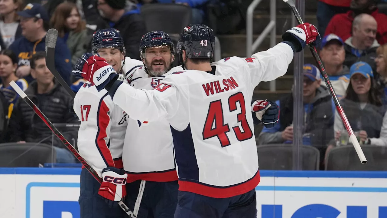 Ovechkin, McMichael each scores twice as Capitals skate to 8-1 victory over the Blues