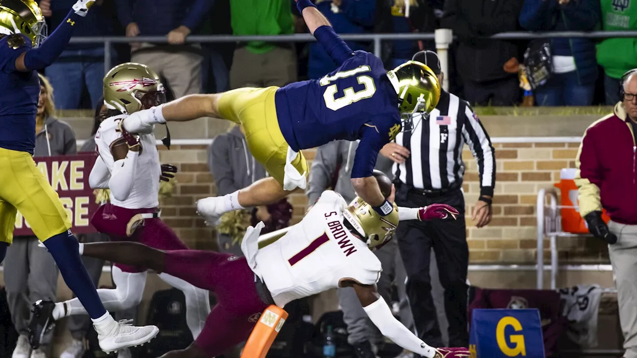 Riley Leonard runs for 2 TDs, throws a TD pass and No. 10 Notre Dame routs Florida State 52-3