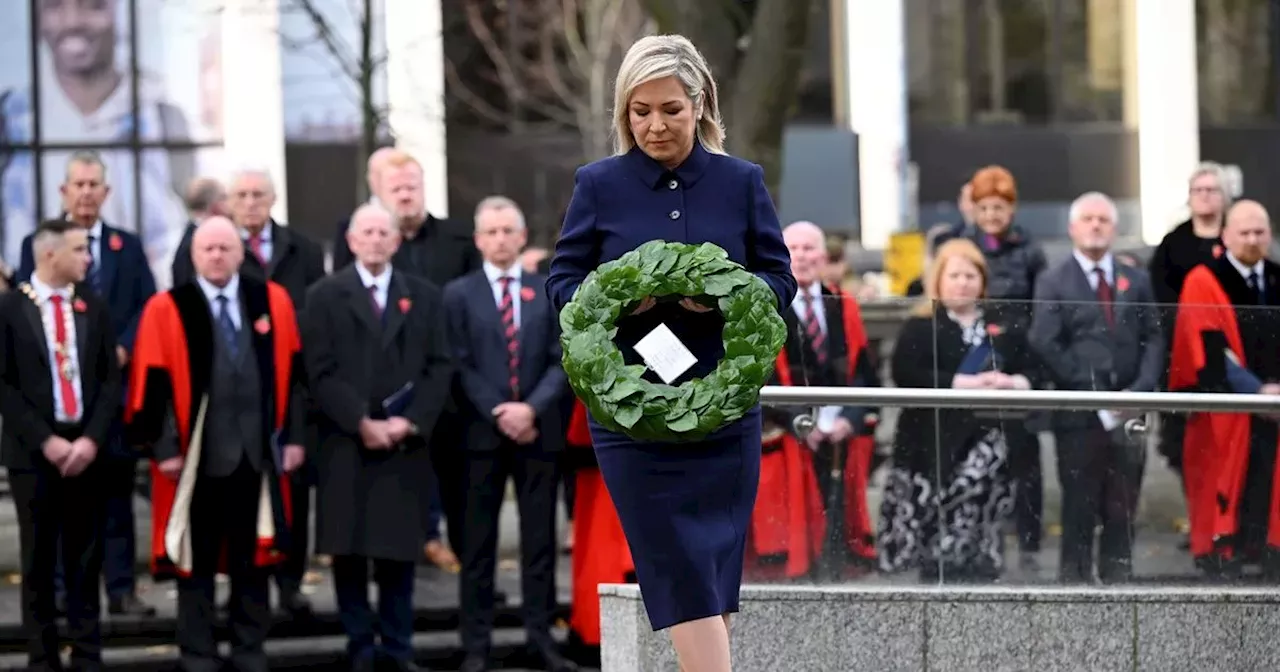 Michelle O'Neill lays wreath at Remembrance Sunday event for first time