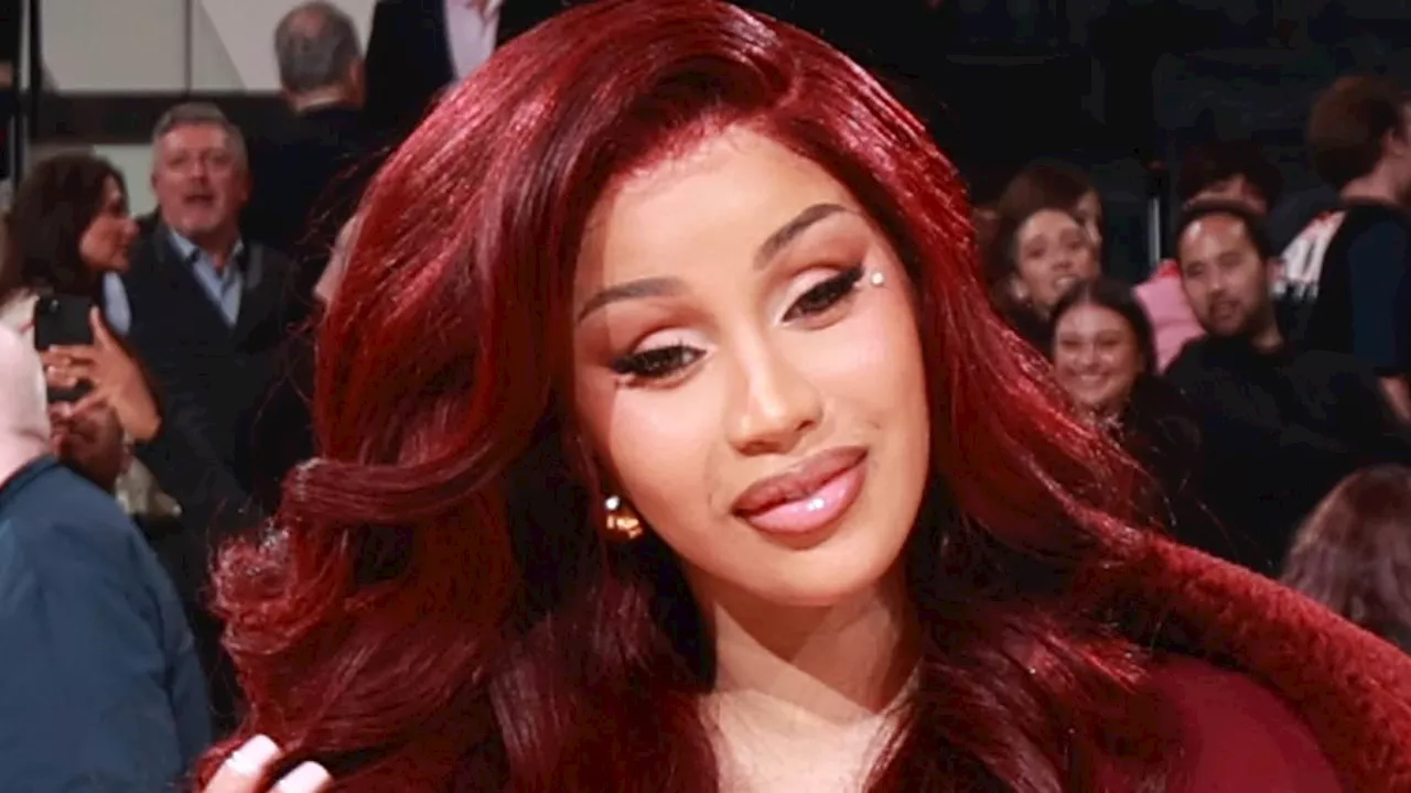 Cardi B sizzles in head-to-toe burgundy look at Knicks-Bucks game in NYC