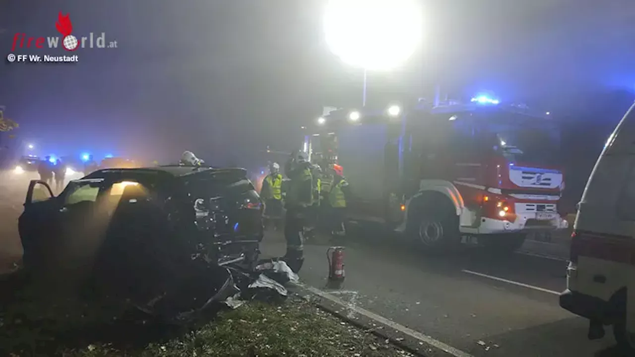 Nö: Pkw-Unfall auf B 17 bei Wiener Neustadt fordert fünf teils schwer Verletzte → zwei Kinder beteiligt