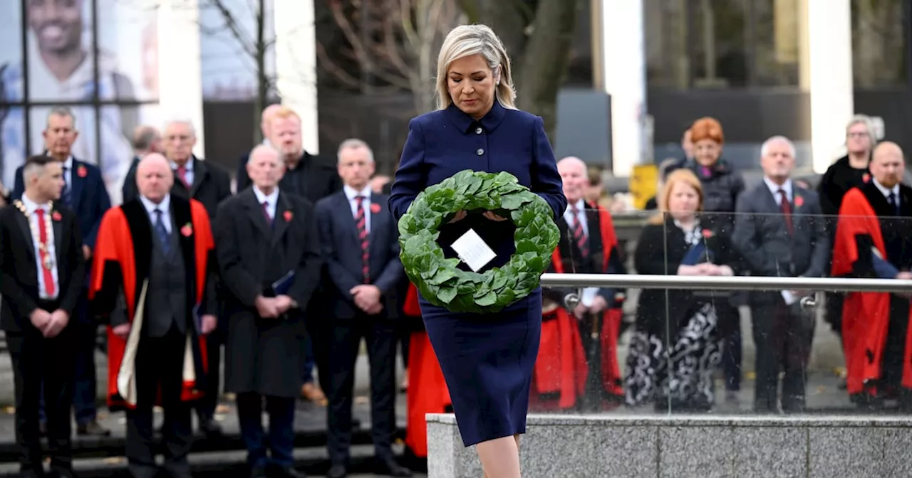 O’Neill lays wreath at Cenotaph in Belfast on Remembrance Sunday