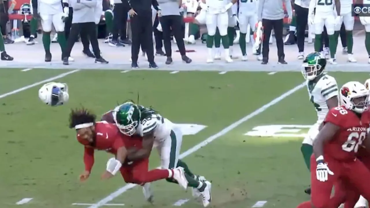 Jets' Quincy Williams Sent Kyler Murray's Helmet Flying With Brutal Sack