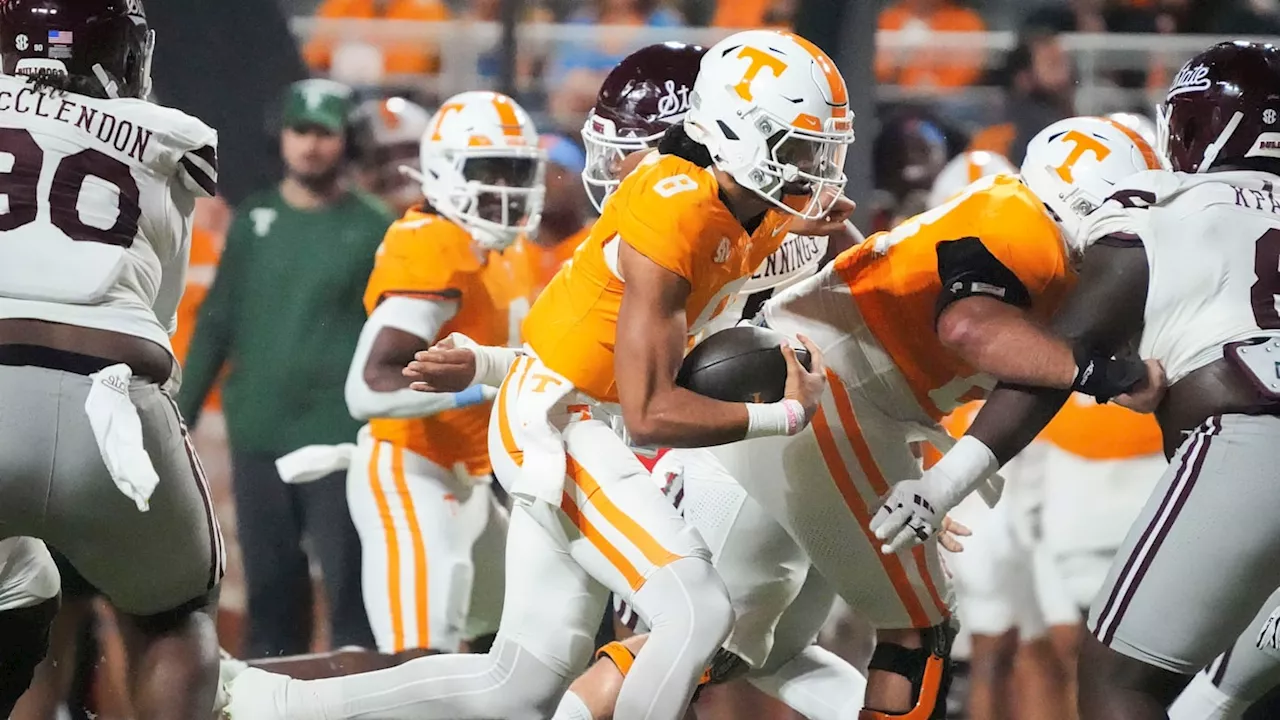 Tennessee QB Nico Iamaleava Won't Return vs. Mississippi State With Upper Body Injury