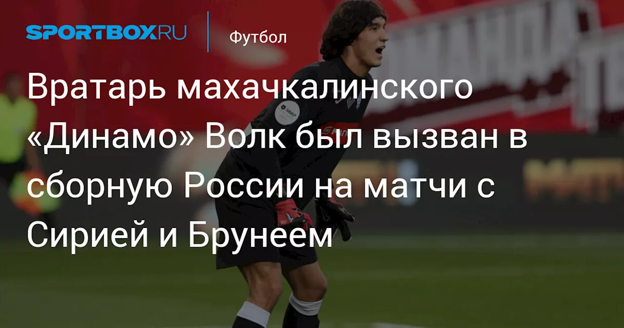 Вратарь махачкалинского «Динамо» Волк был вызван в сборную России на матчи с Сирией и Брунеем