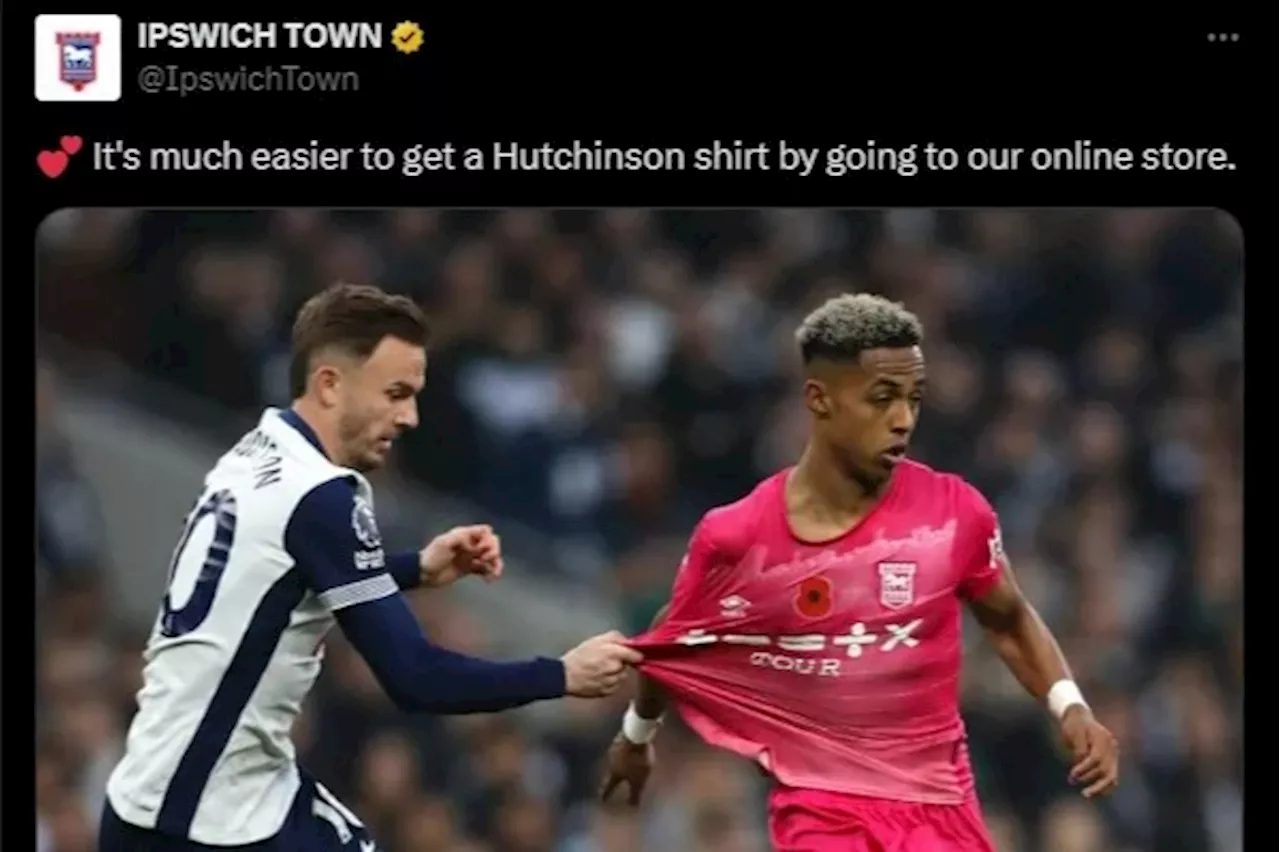 Ipswich make cheeky joke at James Maddison’s expense after shock win over Tottenham...