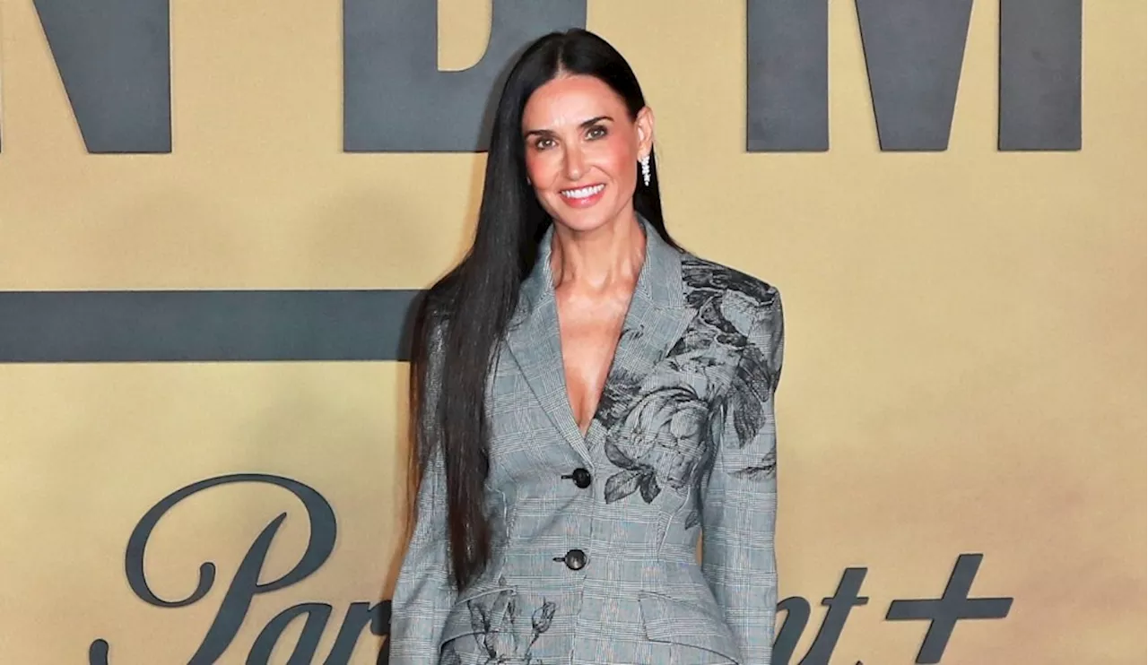 Demi Moore Gives the Skirt Suit a Floral Update at a London Screening of “Landman”