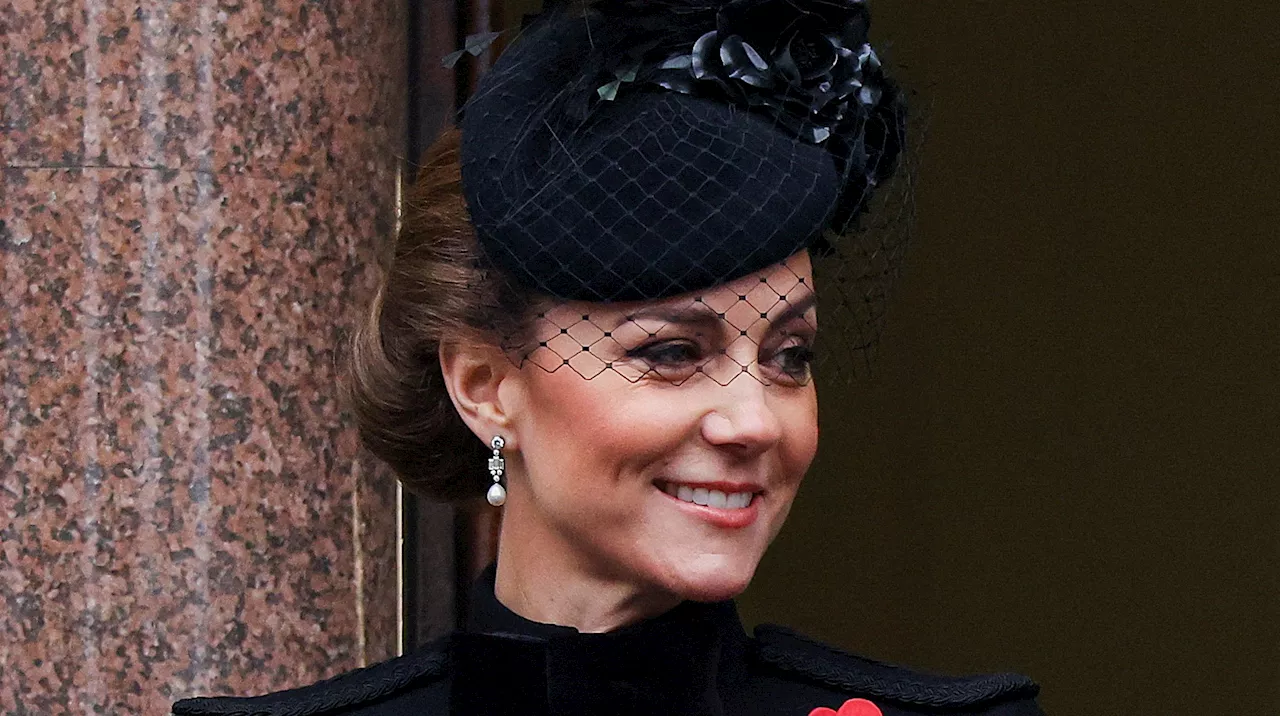 Kate Middleton Wears Queen Elizabeth II’s Bahrain Pearl Drop Earrings to Remembrance Sunday Service