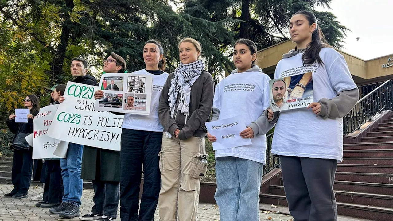 Greta Thunberg demonstrerar i Georgien