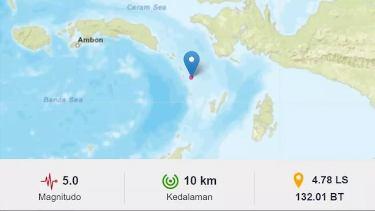 Gempa Magnitudo 5,0 Guncang Perairan Tual Maluku, BMKG: Tidak Berpotensi Tsunami