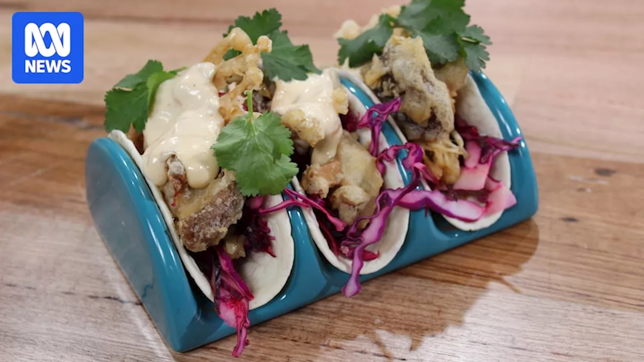 Easy vegetarian tacos with tempura mushroom and slaw